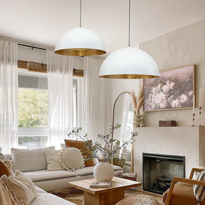 LightFixturesUSA-Oversized Metal Dome Pendant Light-Chandelier-White-31 in.