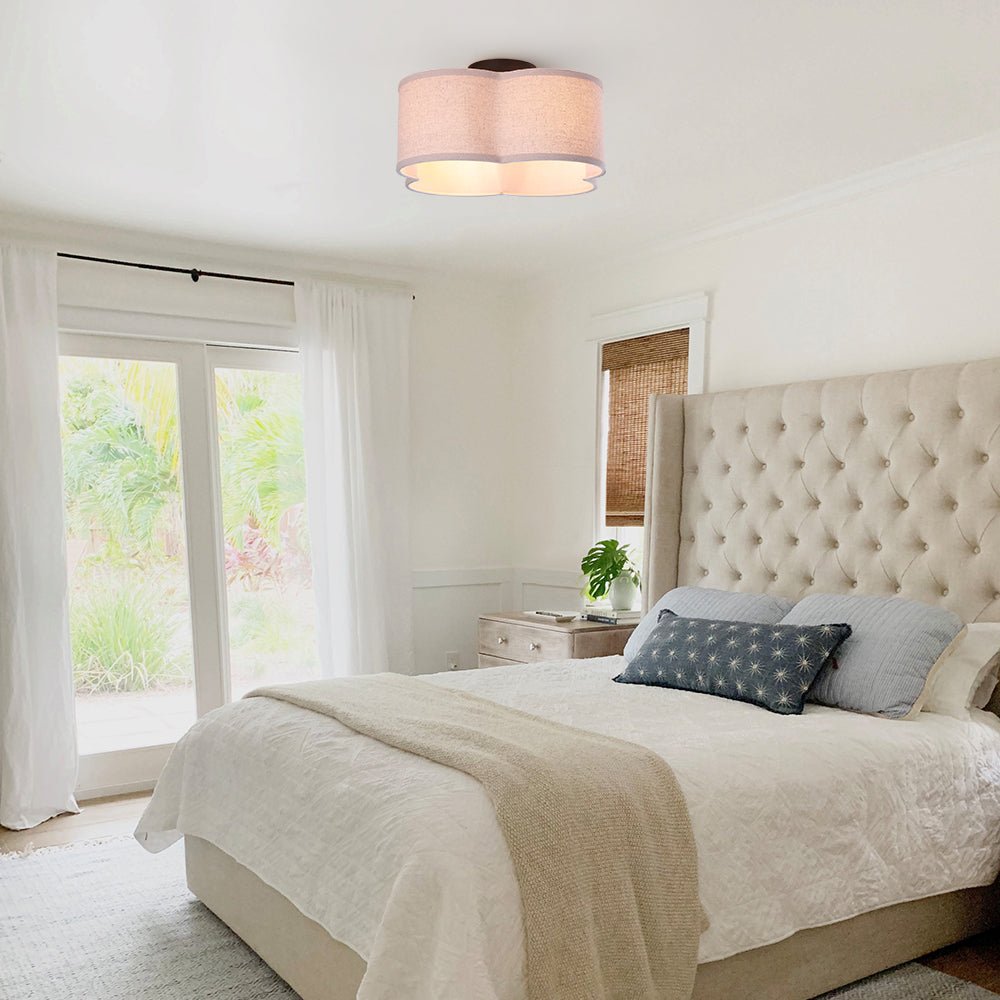 Quatrefoil Fabric Semi Flush Mount LightFixturesUSA, Bohemian Flush