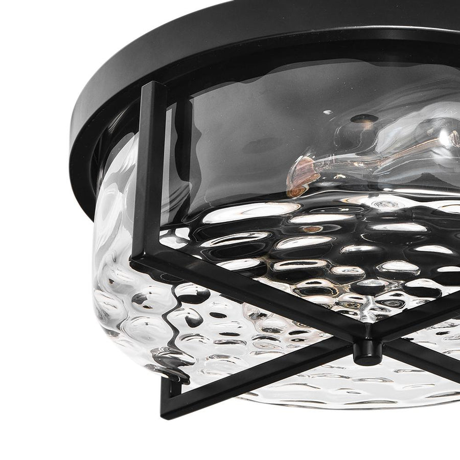 LightFixturesUSA-Round Hammered Glass Ceiling Light-Ceiling Light--