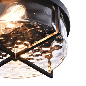 LightFixturesUSA-Round Hammered Glass Ceiling Light-Ceiling Light--
