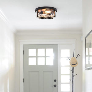 LightFixturesUSA-Round Hammered Glass Ceiling Light-Ceiling Light--