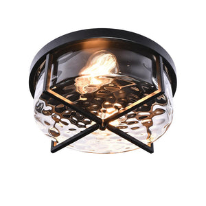 LightFixturesUSA-Round Hammered Glass Ceiling Light-Ceiling Light--