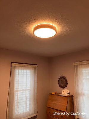 LightFixturesUSA-Round LED Wood Flush Mount Light-Ceiling Light-11 in.-