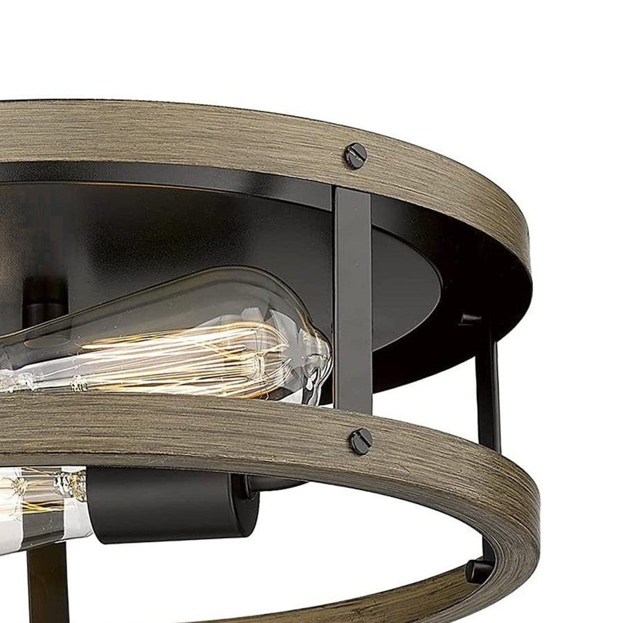 LightFixturesUSA-Rustic Open Drum Flush Mount Ceiling Light-Ceiling Light--