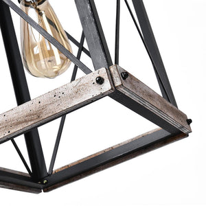 LightFixturesUSA-Rustic Wood Square Pendant Light-Pendant Light--