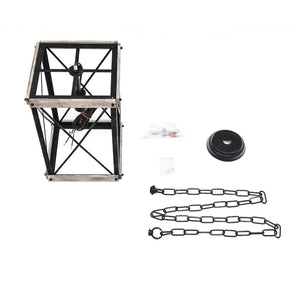 LightFixturesUSA-Rustic Wood Square Pendant Light-Pendant Light--