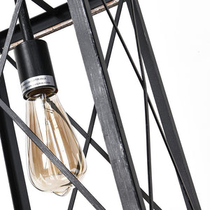 LightFixturesUSA-Rustic Wood Square Pendant Light-Pendant Light--