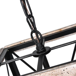 LightFixturesUSA-Rustic Wood Square Pendant Light-Pendant Light--