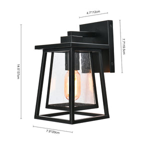 LightFixturesUSA-Seeded Glass Lantern Outdoor Wall Light-Wall Sconce-S-