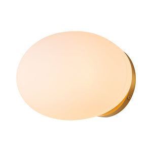 LightFixturesUSA-Simple Gold 1-light Frosted Glass Egg Wall Light-Wall Sconce-1-Lt-