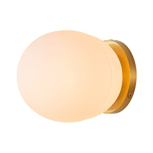 LightFixturesUSA-Simple Gold 1-light Frosted Glass Egg Wall Light-Wall Sconce-1-Lt-