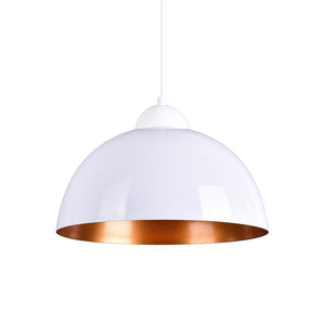 LightFixturesUSA-Simple Metal Dome Pendant Light-Pendant Light-White * 2-