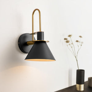 LightFixturesUSA-Single Cone Mid-century Wall Light Wall Sconce-Wall Sconce-Black-