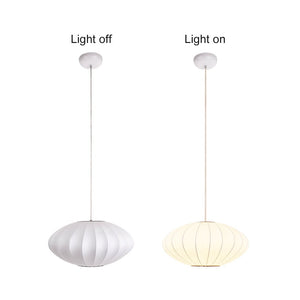 LightFixturesUSA-Single White Fabric Pendant Light-Pendant Light-Ball-