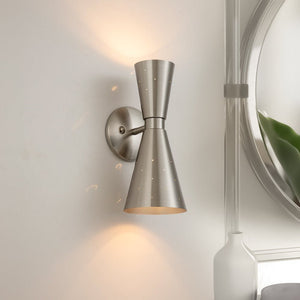 LightFixturesUSA-Starry 2-Light Hourglass Wall Sconce-Wall Sconce-Nickel-