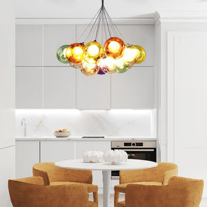 LightFixturesUSA-Unique Multi-Color Globe Cluster Chandelier-Chandelier-Yellow Tune-7 Globes