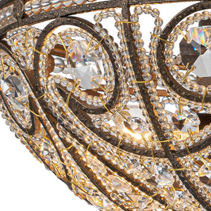 LightFixturesUSA-Victorian Antique Bronze Crystal Semi Flush Light-Ceiling Light-Bronze-