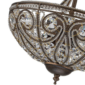 LightFixturesUSA-Victorian Antique Bronze Crystal Semi Flush Light-Ceiling Light-Bronze-