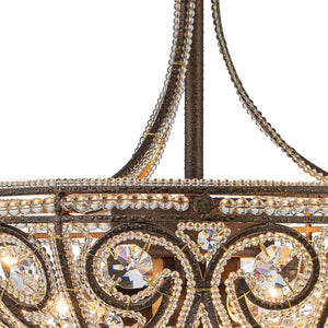 LightFixturesUSA-Victorian Antique Bronze Crystal Semi Flush Light-Ceiling Light-Bronze-