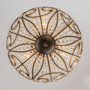 LightFixturesUSA-Victorian Antique Bronze Crystal Semi Flush Light-Ceiling Light-Bronze-