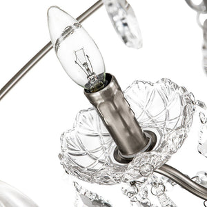 LightFixturesUSA-Vintage 8-Light Crystal Orb Pendant Chandelier-Chandelier-Nickel-