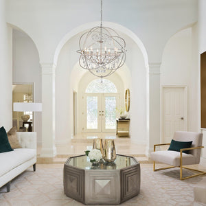 LightFixturesUSA-Vintage 8-Light Crystal Orb Pendant Chandelier-Chandelier-Nickel-