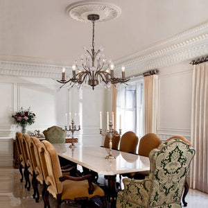 LightFixturesUSA-Vintage Antique Crystal Floral Chandelier-Chandelier-6-Light-