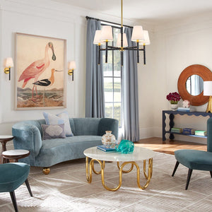 LightFixturesUSA-Vintage Chic 5-Light White Linen Shade Chandelier-Chandelier-5-Lt-