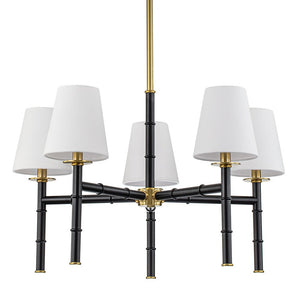 LightFixturesUSA-Vintage Chic 5-Light White Linen Shade Chandelier-Chandelier-5-Lt-