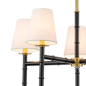 LightFixturesUSA-Vintage Chic 5-Light White Linen Shade Chandelier-Chandelier-5-Lt-
