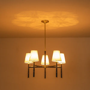 LightFixturesUSA-Vintage Chic 5-Light White Linen Shade Chandelier-Chandelier-5-Lt-