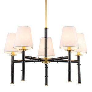 LightFixturesUSA-Vintage Chic 5-Light White Linen Shade Chandelier-Chandelier-5-Lt-