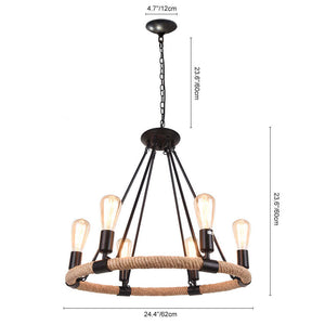 LightFixturesUSA-Vintage Hemp Rope Wheel Chandelier-Chandelier-6-Lt-