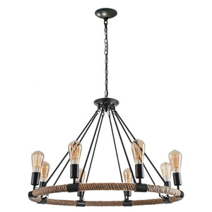 LightFixturesUSA-Vintage Hemp Rope Wheel Chandelier-Chandelier-6-Lt-