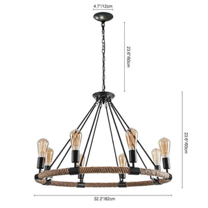 LightFixturesUSA-Vintage Hemp Rope Wheel Chandelier-Chandelier-6-Lt-