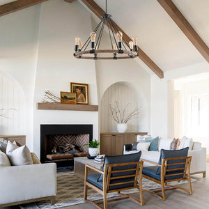 LightFixturesUSA-Vintage Hemp Rope Wheel Chandelier-Chandelier-8-Lt-
