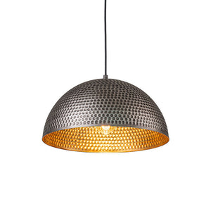 LightFixturesUSA-Vintage Luxe Oversized Hammered Dome Pendant Light-Pendant Light-15 in.-Dark Silver