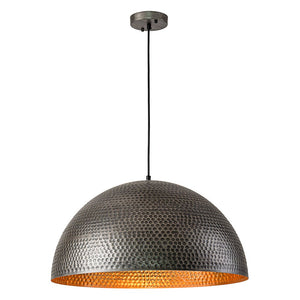 LightFixturesUSA-Vintage Luxe Oversized Hammered Dome Pendant Light-Pendant Light-15 in.-Dark Silver