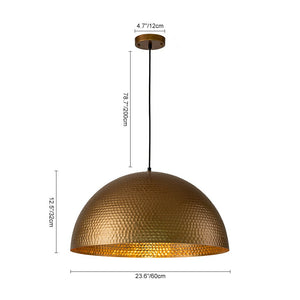 LightFixturesUSA-Vintage Luxe Oversized Hammered Dome Pendant Light-Pendant Light-15 in.-Dark Silver