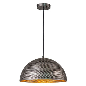 LightFixturesUSA-Vintage Luxe Oversized Hammered Dome Pendant Light-Pendant Light-15 in.-Dark Silver