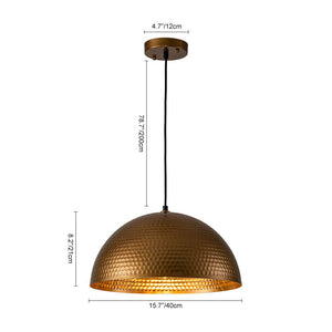 LightFixturesUSA-Vintage Luxe Oversized Hammered Dome Pendant Light-Pendant Light-15 in.-Dark Silver