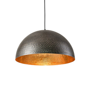 LightFixturesUSA-Vintage Luxe Oversized Hammered Dome Pendant Light-Pendant Light-15 in.-Dark Silver