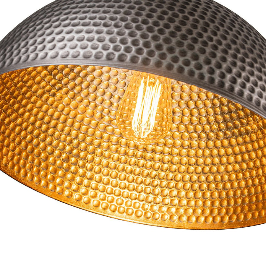 LightFixturesUSA-Vintage Luxe Oversized Hammered Dome Pendant Light-Pendant Light-15 in.-Dark Silver