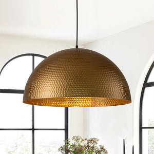 LightFixturesUSA-Vintage Luxe Oversized Hammered Dome Pendant Light-Pendant Light-23 in.-Distressed Brass