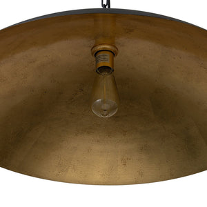 LightFixturesUSA-Vintage Oversized Flat Dome Metal Pendant Light-Chandelier-Black+Gold-1-Lt