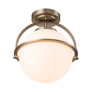 LightFixturesUSA-Wide Opal Glass Globe Brass 1-Light Ceiling Light-Ceiling Light-Brass-1-Lt